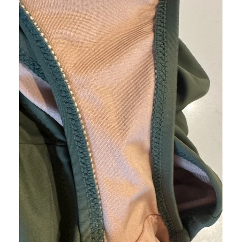 J Crew Green Bikini Bottom High Waist Ruched Small Full Coverage Style# BF168